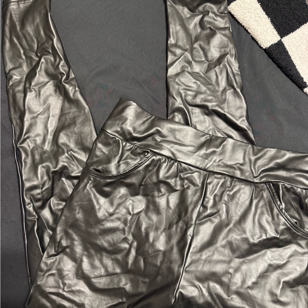 SHEIN Black Faux Leather Pants